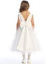 Girls White V Back Trim Shantung Sparkle Tulle Flower Girl Dress 2T-10 back SophiasStyle.com
